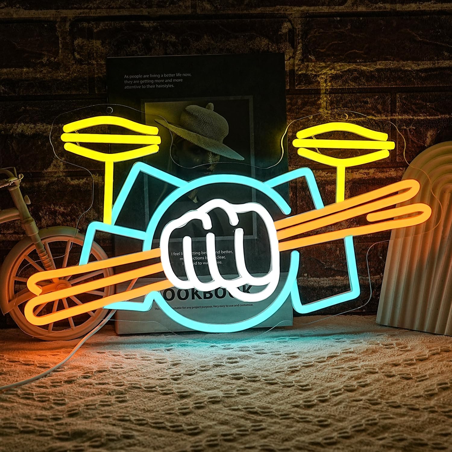 Musical Instrument Set - Neonowy Znak Zestawu Perkusyjnego Zasilany USB
