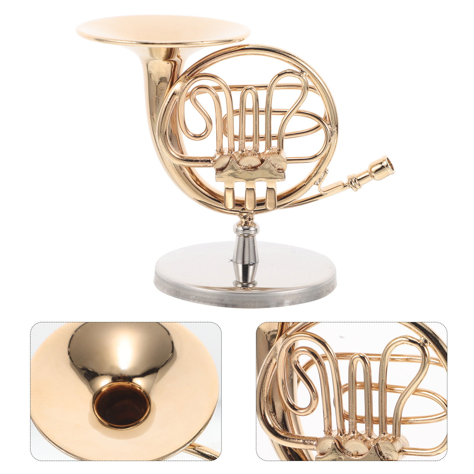 Musical Instrument French - Miniaturowy waltornia, ręcznie wykonana, realistyczna dekoracja,